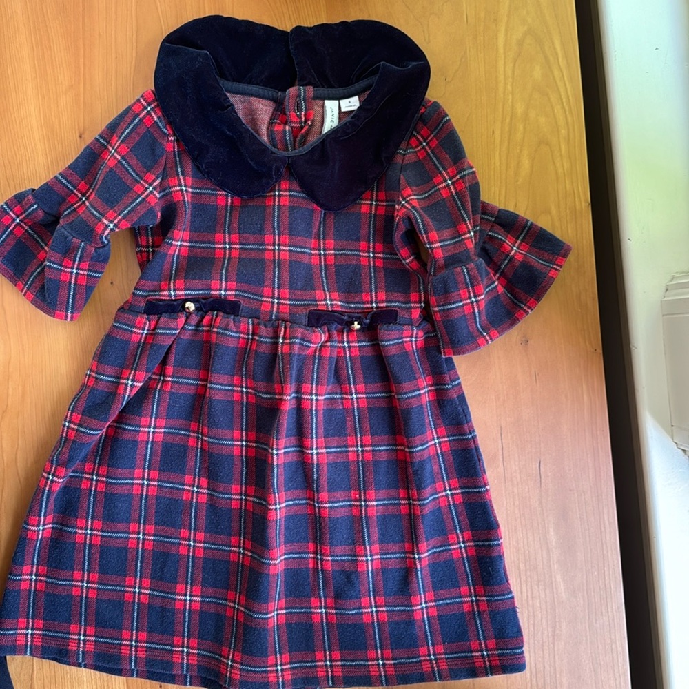 Jamie and Jack 6 plaid dress with velvet collar